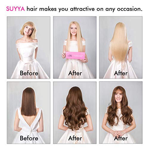 SUYYA Tape in Hair Extensions Natural Black 100% Remy Human Hair