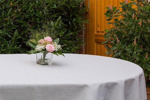 ODERTEX Hochwertige Tischdecken Farbe & Größe wählbar, Maße: 160x200 cm oval Silbergrau Oslo aus Deutscher Produktion