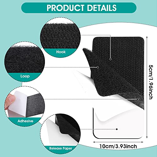 Thinp 20 Sets 2x4 Inch Hook and Loop Tape Hook Loop Strips with