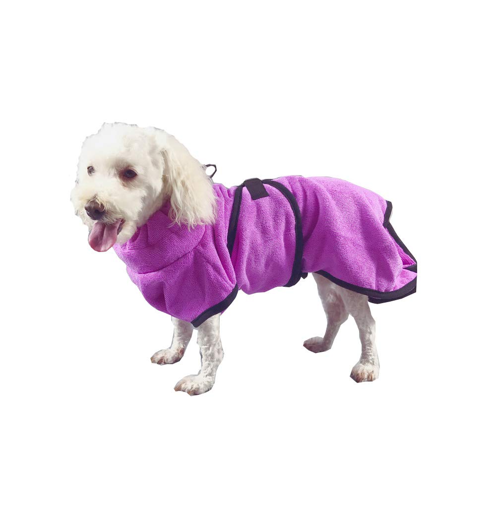 BbearT® Dog Bathrobe Microfiber Pet Bath Towels Super Absorbent Quick Drying For Cleaning Cats,Small Dogs (XS: Back Length-30cm, Rose Pink)