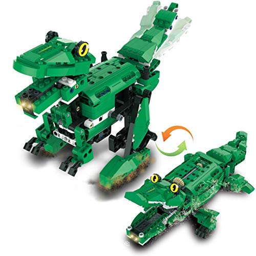 Fistone Building Blocks Electric Induction Toys Dinosaur and Crocodile 2 in 1 Model Sets Assembling Puzzle Toys for Kids and Adults - Thumbnail 6