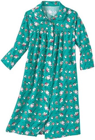 AmeriMark Women's Soft Flannel Duster House Coat w/Patch Pockets & Soft  Collar Clothing, Shoes & Jewelry