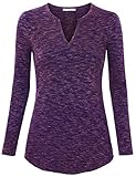 Flower Yarn, Messic Women's Long Sleeve V-Neck Shirt Collar Casual Novel Design Blouse Tops Dark Blue,Medium
