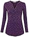 Flower Yarn, Messic Women's Long Sleeve V-Neck Shirt Collar Casual Novel Design Blouse Tops Dark Blue,Medium