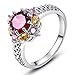 Psiroy 925 Sterling Silver Plated Garnet Filled Ring Flower Shaped Band Size 7