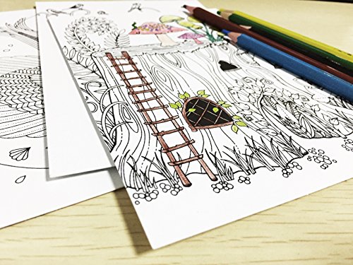 DIY Coloring Greeting Cards Postcards - Heavy Duty Stress Relieving Coloring Book to Color and Share Envelopes Included