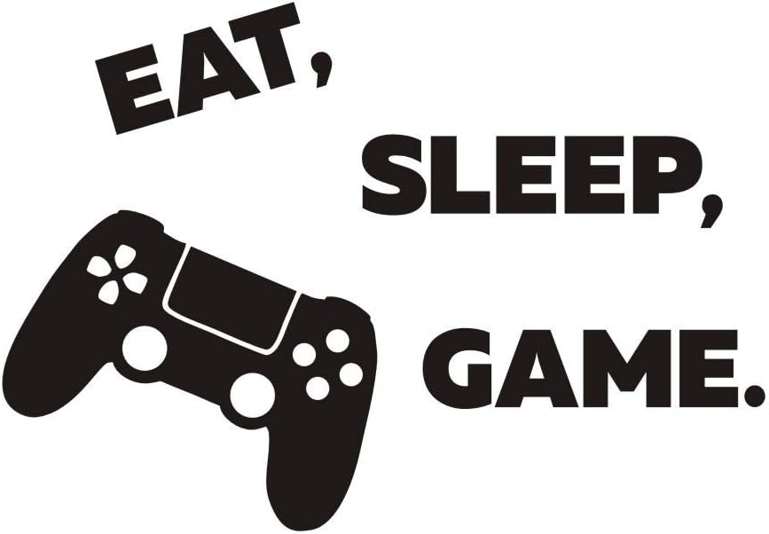 PICTURE IT ON CANVAS Eat Sleep Game Wall Decal, Video Gamer Wall Sticker, Joystick Decor for Kids Playroom, Boys Room Vinyl Decal Lettering Stickers Home Decor