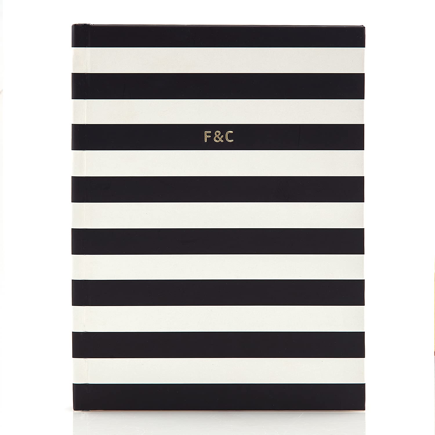 Fine & Candy - Classic Shop Notebook with Hardcover Paper and Plain Sheets, Large Size A5 (21 x 15 cm) Black and White Ruled, 160 Sheets