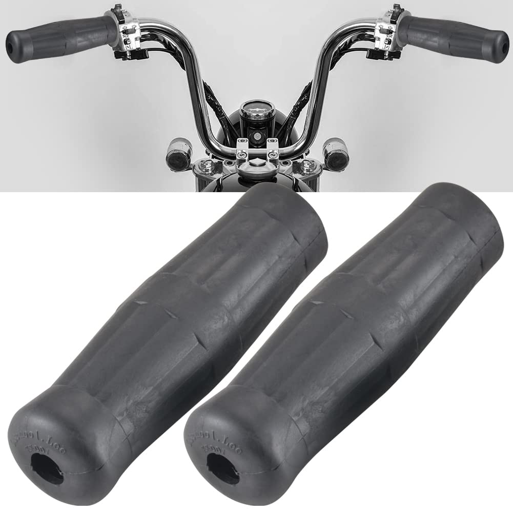 KATUR Motorcycle Hand Grips 7/8'' 22mm 24mm Rubber Handle Bar Gel Grip Retro Rubber Motorbike Vintage Coke Bottle Handlebar Grips Black Universal for Harley Honda Yamaha Kawasaki Suzuki