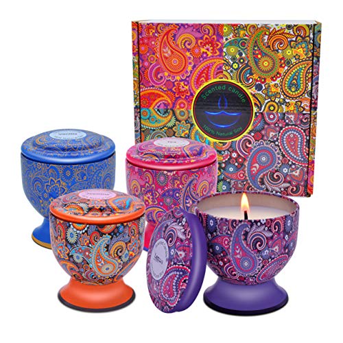 Amzwax Scented Candles Lemon,Vanilla,Jasmine and Green Tea Natural Soy