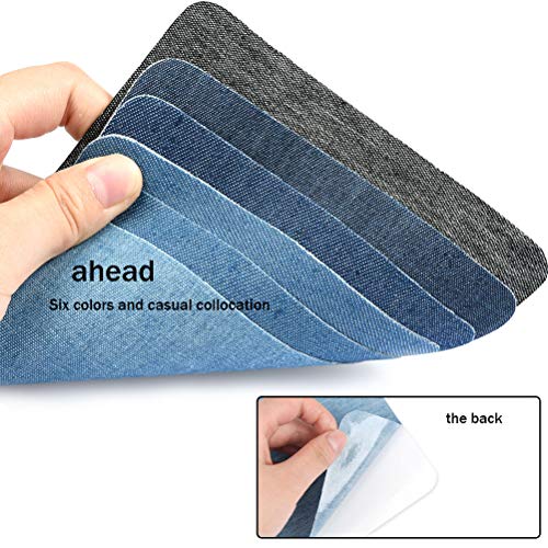 WOWOSS 30 Pcs Iron on Denim Patches Jean Fabric Repair Patches with 6 DIY Embroidered Patches, Iron on Repair Kit for Clothing, Jeans, Jacket - Thumbnail 2