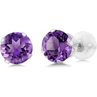 Handmade African Amethyst 925 Sterling Silver Dangle Earrings - Lab-Created - 1.30 Inch