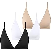 INIBUD Bralette for Women Removable Padded Bra Yoga Seamless V Neck Triangle Adjustable Straps Wireless