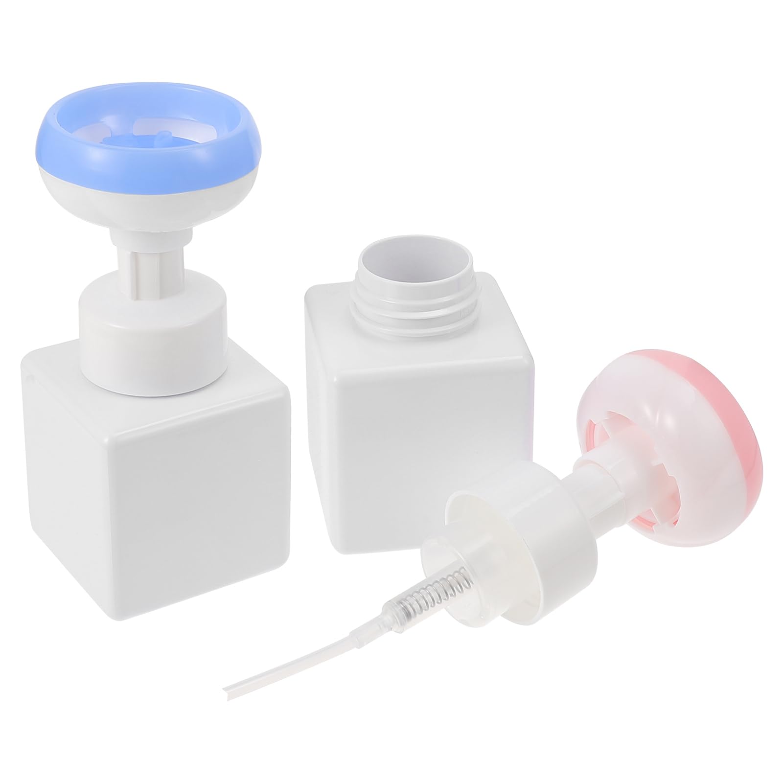 Cabilock 2pcs Flower Shaped Foam Soap Dispenser Empty Pump Bottles Refillable Hand Soap Shampoo Dispenser Bottle for Bathroom, Kitchen Sink, Toilet Cleaning