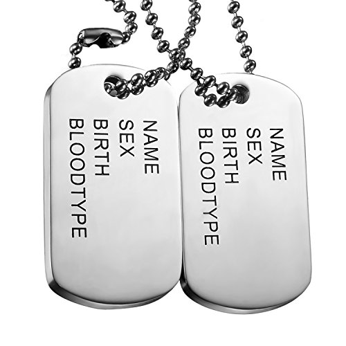 2pcs stainless steel mens cool army military dog tag pendant neck…