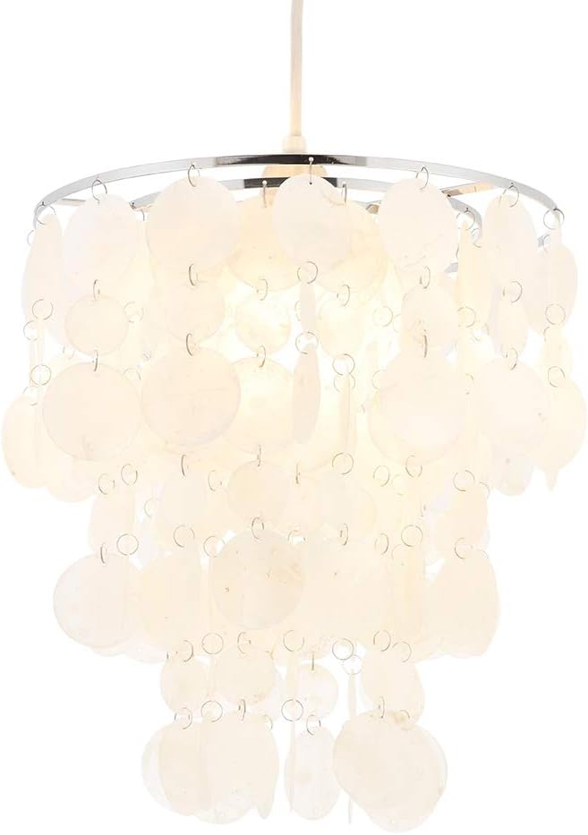 PAGAZZI Fridley Pendant Light Shade Capiz Shell Lounge Home Modern Lighting 280mm EBR1615