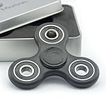 Fidget Motion - Fidget Spinner, Sensory Toy for Kids and Adults with Ultra-Grip Design and Metal Carrying Case (Black)