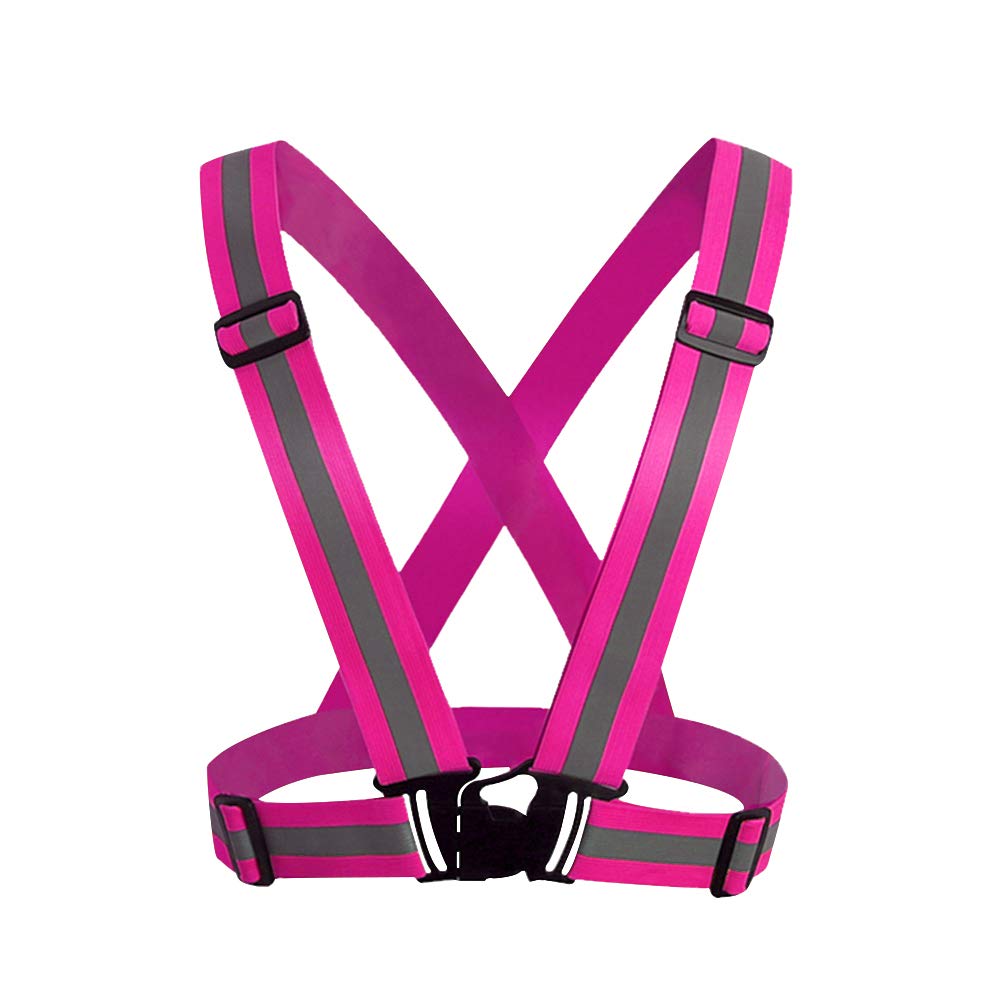 HYCOPROT Reflective Vest Adjustable Safety Hi Vis High Visibility Sports Gear for Outdoor Night Running Cycling Hiking Biking Motorcycle Dog Walking Men Women Kids¡­ (1pc pink)