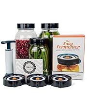 Easy Fermenter Fermentation Lids Kit - Wide Mouth Fermenting Lid 3-Pack (Jars Not Included) - Make Sauerkraut, Kimchi, Pickles, Fermented Vegetable