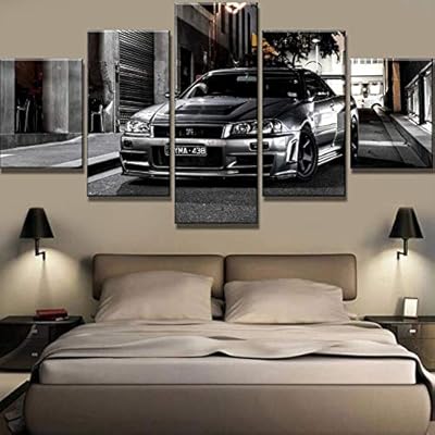 5 Panel Canvas Wall Art Old Large Nissan Skyline Gtr Ca Prints On Canvas Fitness Paintings Modern Artwork For Living Room Framed Gallery Ready To Hang A 20x30x220x40x220x50x1 Buy Online At Best