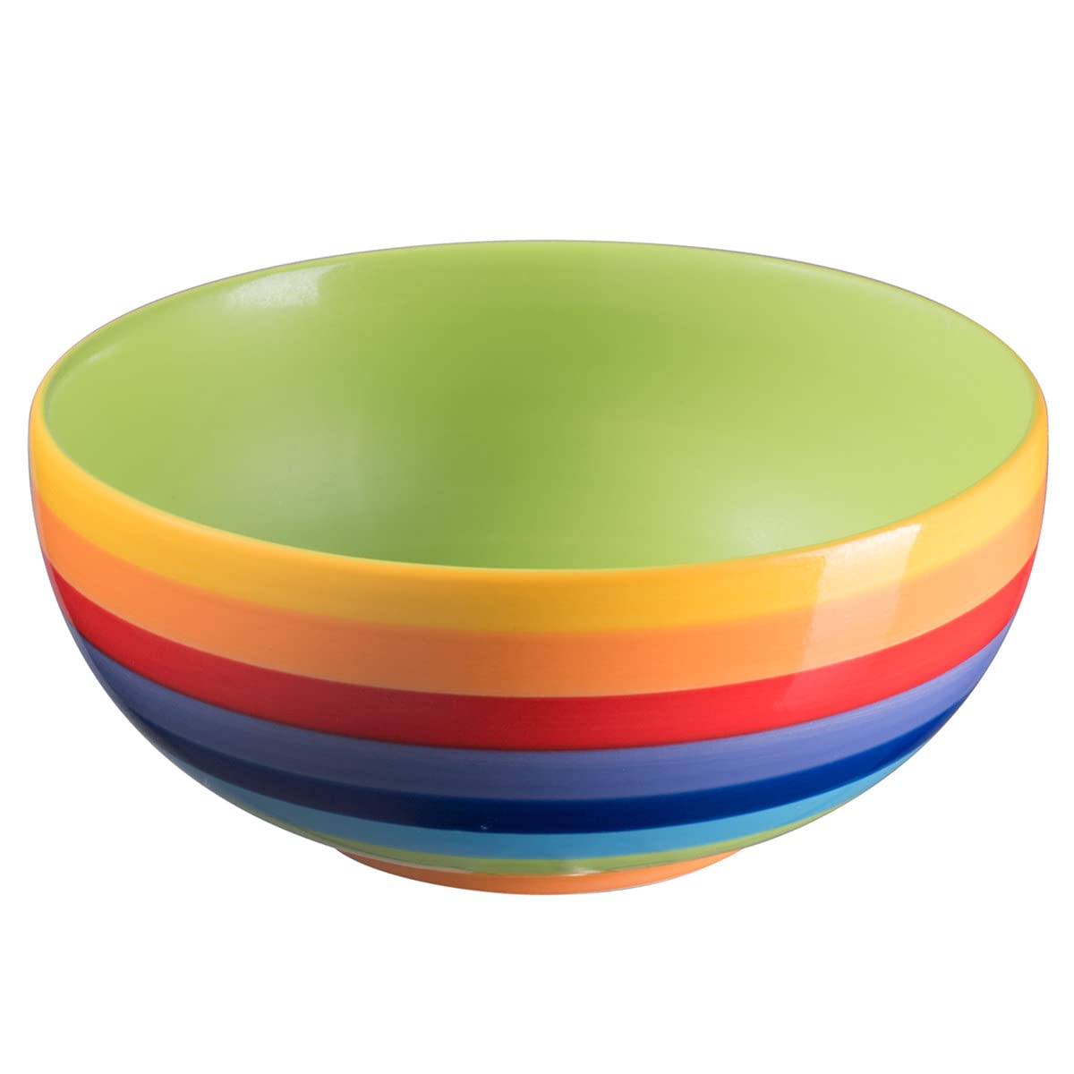 Purity Style Hand Painted Rainbow Stripe Ceramic Cereal Bowl