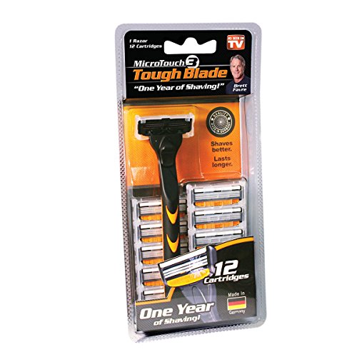 MicroTouch TOUGH BLADE, Triple-Blade Razor with 12 Refill Cartridges