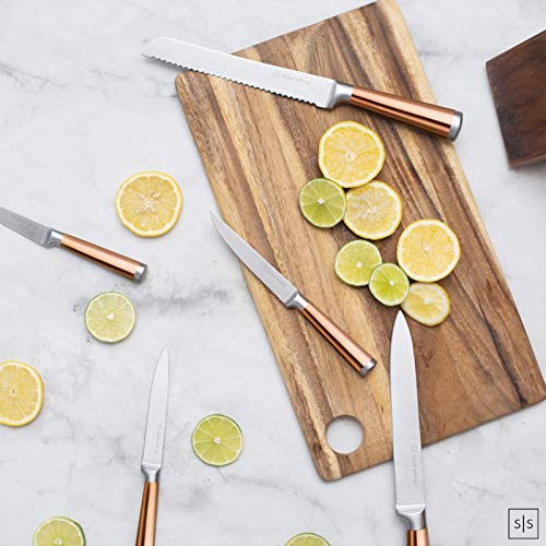Copper Knife Set with Walnut Knife Block Premium 13 PC Stainless