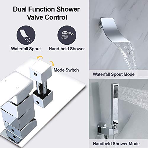 Bathroom Tub Faucets Set Polished Chrome Wall Mounted Solid Brass High