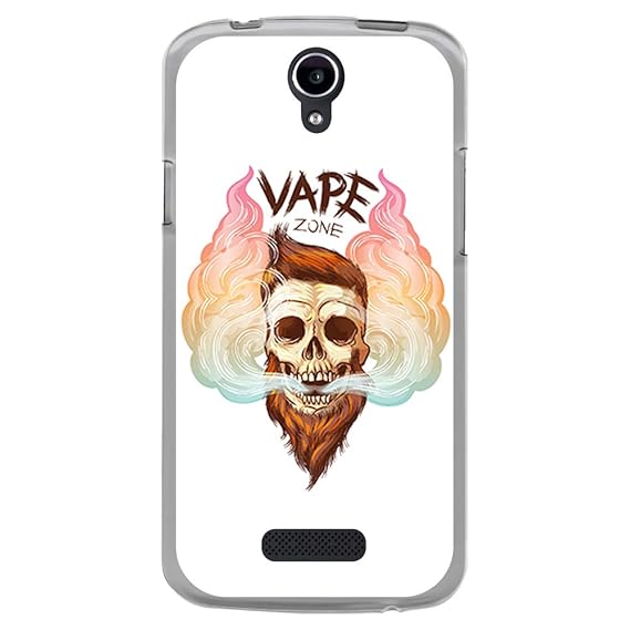 BJJ SHOP Transparent Hülle für [ Doogee X6 X6 Pro ], Flexible Silikonhülle, Design: Schädel Hipster Vapeador, Vape Zone