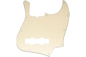 Musiclily Pro 10-Hole Modern Style J Bass Pickguard for 4 String American Jazz Bass, 3Ply Cream