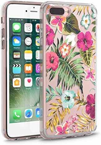 iPhone 7 Plus Case, iPhone 8 Plus Slim Case, CASESOCIETY Tropical Flowers Clear Design Printed on Hard Plastic + Soft TPU Bumper Protective Back Phone Case for Apple iPhone 7 Plus & 8 Plus (5.5 Inch)