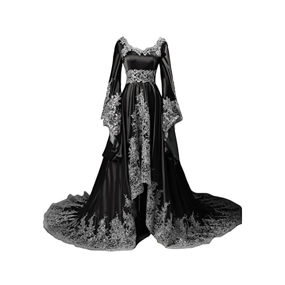 Lemai-High-Low-Vintage-A-Line-Gothic-Prom-Evening-Dresses-Beaded-Sequins-Corset-Black-US-18W