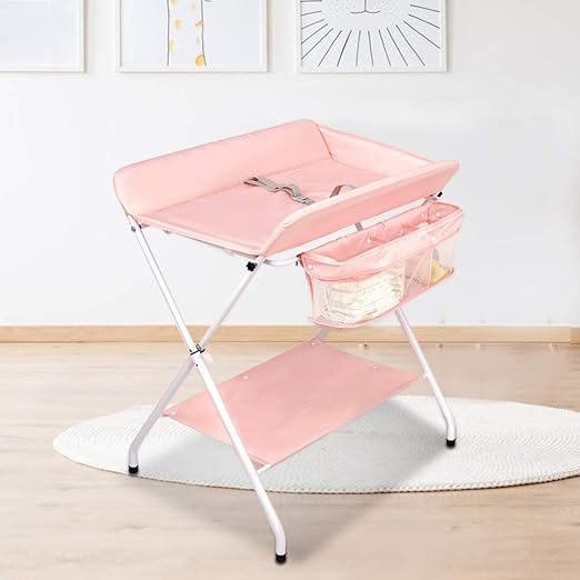pink baby changing table