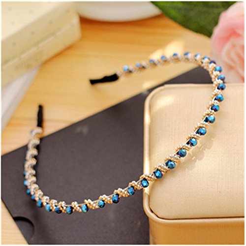 Casualfashion 4Pcs Bling Rhinestone Hair Hoop Band Crystal Beaded Headband for Women