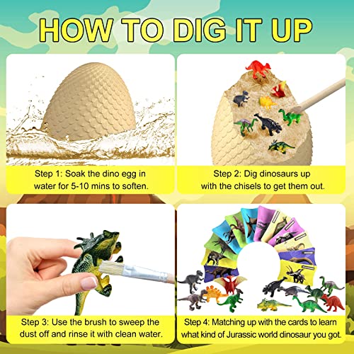 EARTH'SCODE Jumbo Dinosaur Eggs Excavation Dig Kit, Dino Egg with 12 Unique Dinosaurs Toys Inside, Discover Dinosaurs Archaeology Science STEM Crafts Best Holiday & Birthday Gifts for Boys & Girls