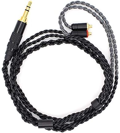 Yuhtech Upgraded Replacement Earphone Cable with MMCX Connectors for Shure SE215 SE535 SE846 UE900 W40 Earphones (Black)