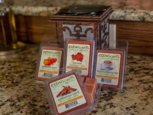 EcoScents Fall Spice 5-Pack All-Natural Soy Wax Aroma Melts Hand-Poured Infused w Essential Oils, Fall Candle Melts Perfect for a Happy Home - Pumpkin Spice, Harvest, Cranberry Tea, Cinnamon Stick