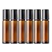 Aguder Essential Oils Roller Bottles, 6 Pack 10ml (1/3 oz) Amber Glass Roll on Bottle with Stainless Steel Roller Balls Useful for Aromatherapy Perfumes and Lip Balms