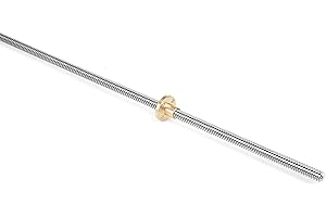 HIKUDIY 300mm(11.81inch) Tr8x2 Stainless Steel Lead Screw with T8 Brass Nut for 3D Printer Z Axis and CNC Machine (Acme Thread, 2mm Pitch, 4 Starts, 2mm Lead)