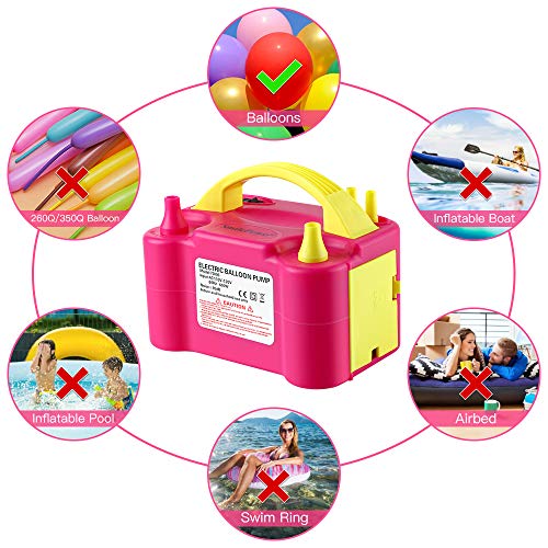 Electric Balloon Pump Inflator Blower Machine, SmilePowo Dual Nozzle Air Balloon Pump Portable 110V 600W with Standard Plug for Party Decoration Wedding Birthday Festival School Ceremony Celebration - Thumbnail 5