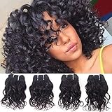 Brazilian Human Hair Curly Weave 4 Bundles Virgin 8A Grade Remy Hair Extensions Loose Italian Curl Wet And Wavy Unprocessed Natural Black Color 10 Inch 50g/pc