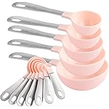 Cook with Color 12 PC Measuring Cups Set and Measuring Spoon Set / Stainless Steel Handles / Nesting Kitchen Measuring Set / 