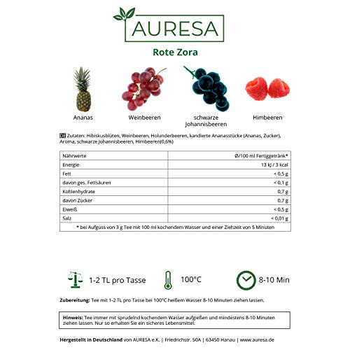 AURESA Früchtetee Rote Zora | Süße Himbeer Note mit Kirsch Aroma | Herrlich erfrischender und spritziger Tee – Bild 6