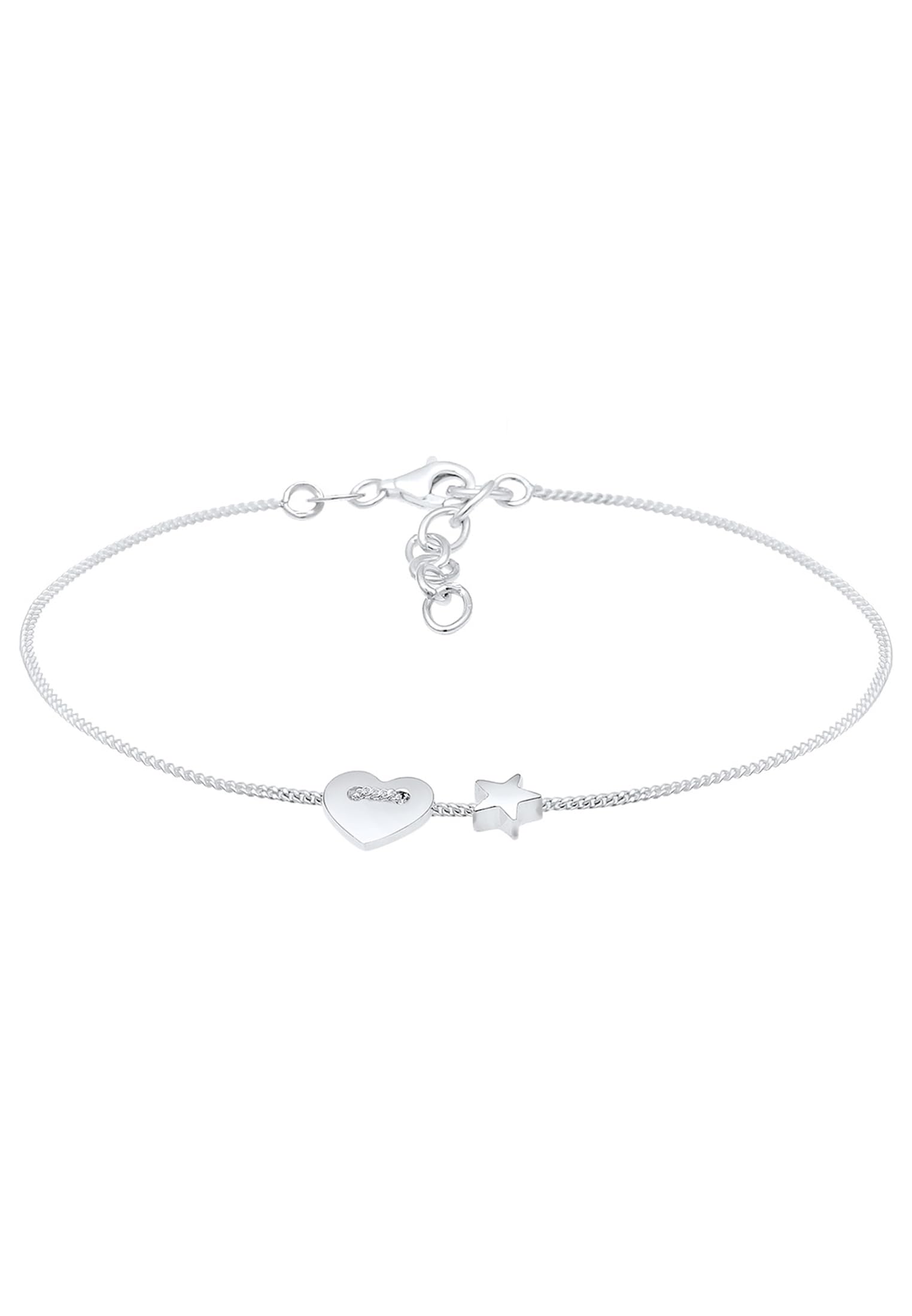 Elli Women's 925 Sterling Silver Heart Star Christmas Bracelet - 16cm length