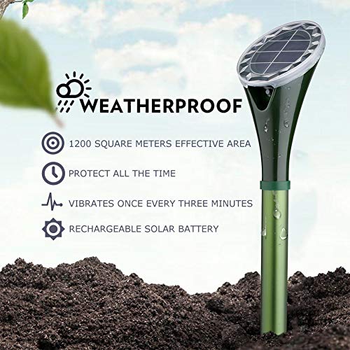 Tysonir Solar Powered Snake Repellent for Outdoor, Electronic Snake Repellent, Get Rid of Snake Mole Gophers for Outdoor Garden Yard 2 Pack