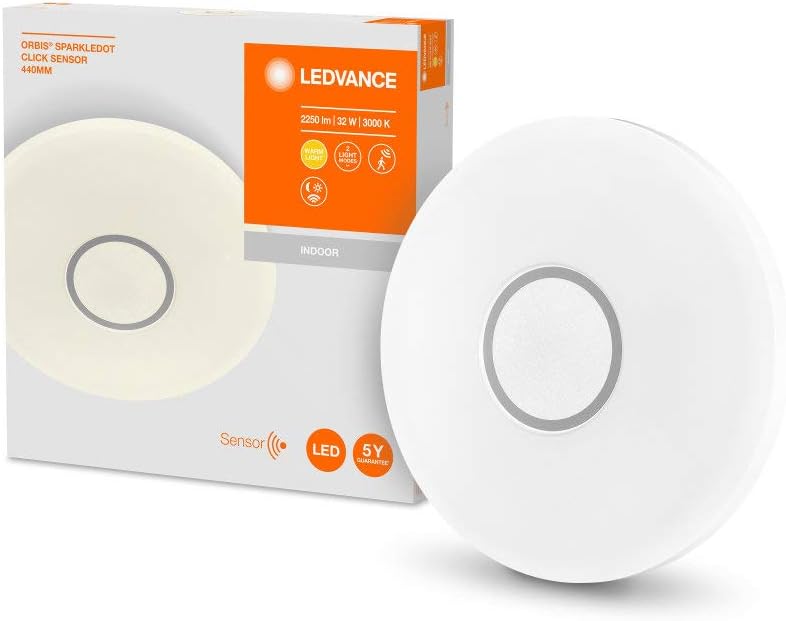 LEDVANCE LED Wall and Ceiling Luminaire in Glitter Optics with Motion Detector, Warm White (3000K)