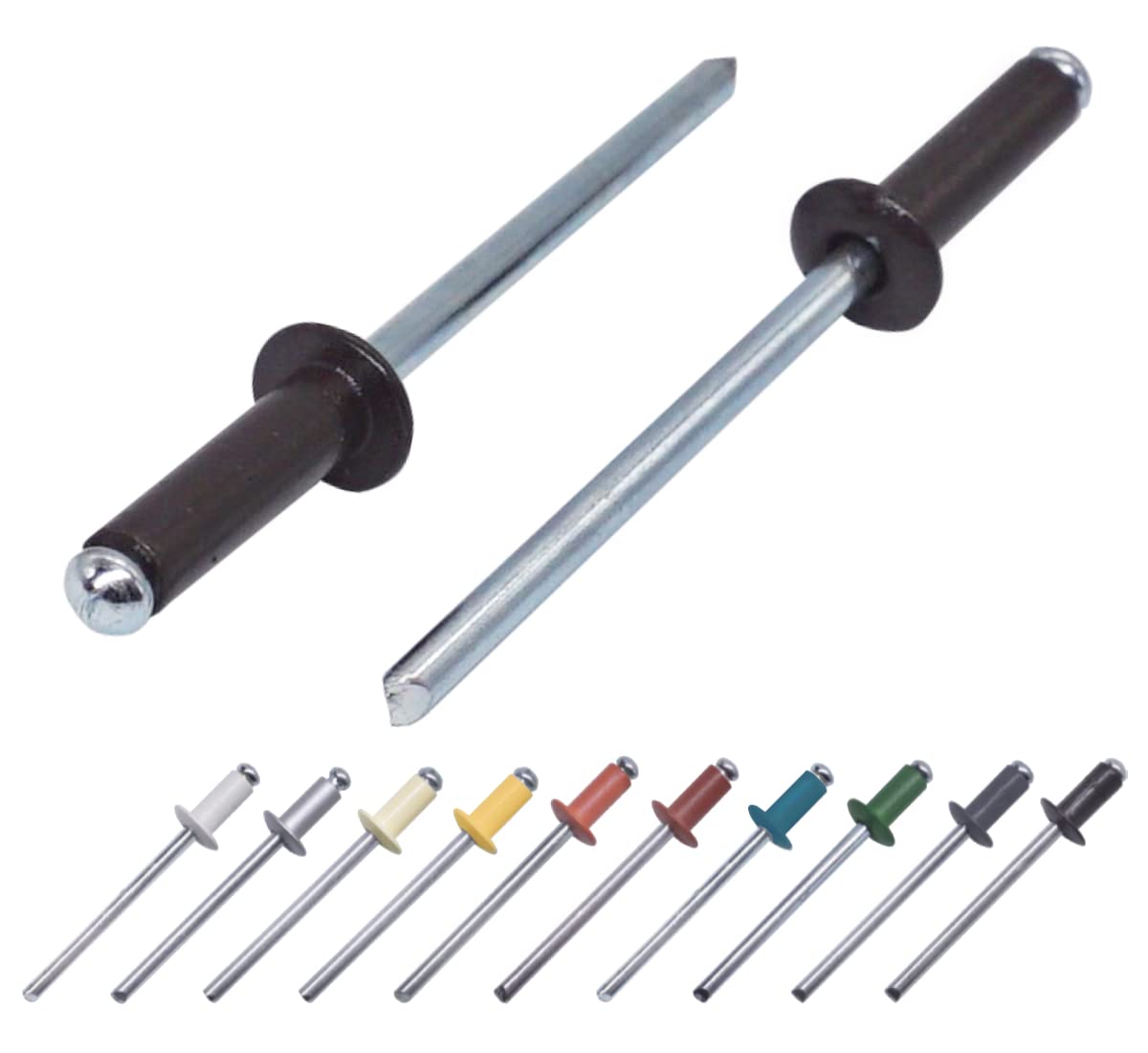 (Pack of 400 pcs) Painted Blind Rivets 4.0 x 14 mm, Dome Head, DIN 7337, Aluminum Rivet and Steel Mandrel, Pop Rivets (400, Grey Brown RAL 8019)