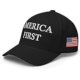 America First Hat - Embroidered Structured Flex Fit Cap - Patriotic USA Flag American Gift