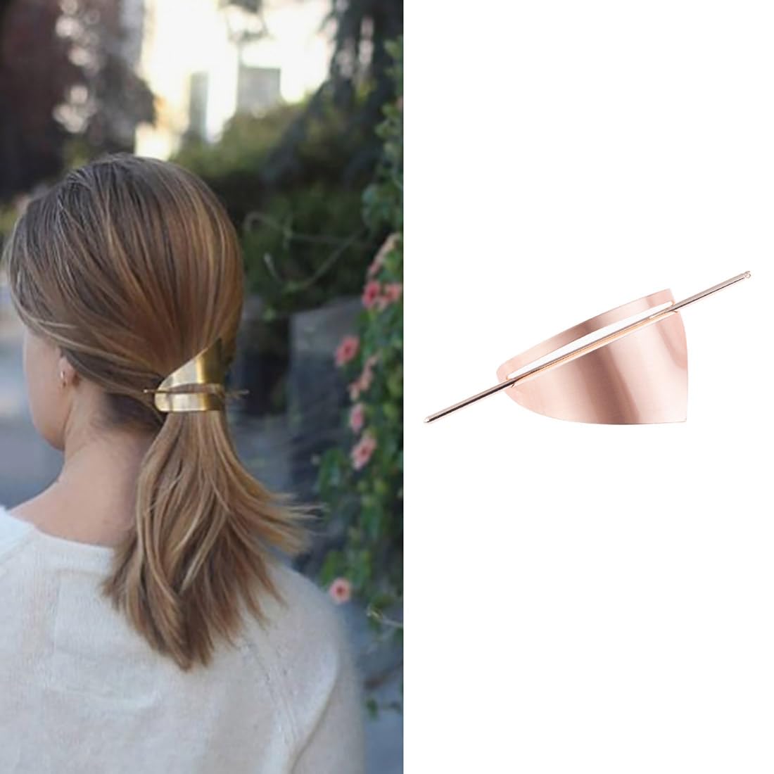Cubahop Vintage Triangoli Metal Hair Barrettes Geometry Smooth irregolari Hair Accessories Hair Stick Pins for Women and Girls (Rose Gold)