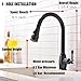 VAPSINT Brilliant Oil Rubbed Bronze Single Hole Single Lever Swivel Mixer Pull Down Kitchen Faucet, Pull Out Sprayer Kitchen Sink Faucets